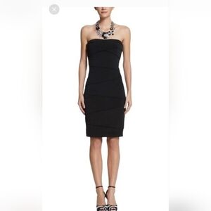 NWT, White House Black Market Strapless Dress. Sz 8. Black.